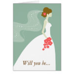 Will You Be My Maid of Honor? Green Brown Card