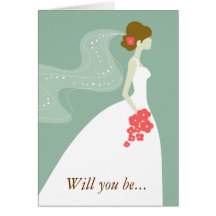Will You Be My Maid of Honor? Green Brown Card