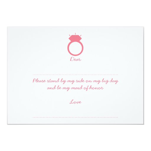 Will You Be My Maid Of Honor? Pink Ring Card
