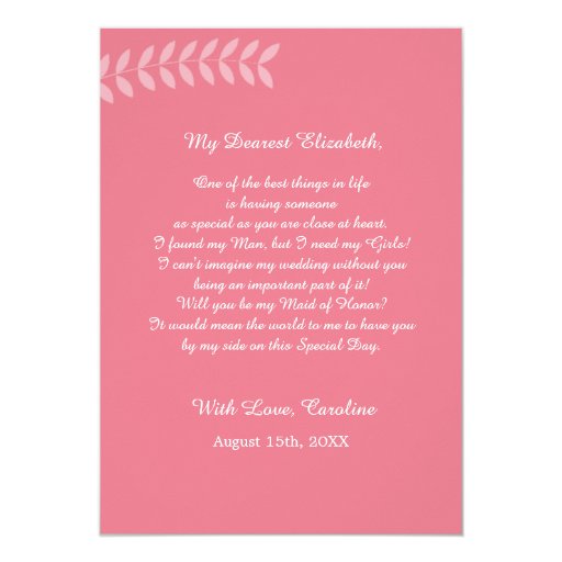 Will you be my Maid of Honor? Wedding Invitations