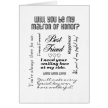 Will You Be My Matron of Honor, Best Friend? Greeting Card