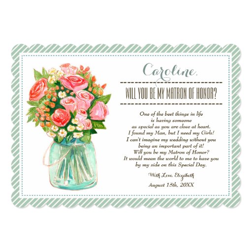 Will you be my Matron of Honor? Custom Invitation (front side)