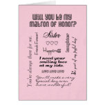 Will You Be My Matron of Honor, Pink, Sister? Card