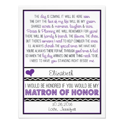 Will you be my Matron of Honor? Purp/Black Poem V2 Announcements