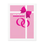 Will you be my ring bearer? pink bows postcard