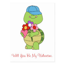 Will You Be My Valentine Turtle postcards