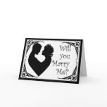 Will you marry me black and white cameo card