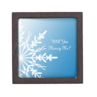 Will You Marry Me Blue Snowflake Ring Box Premium Gift Box