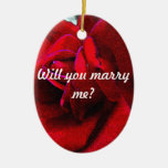 "Will you marry me?" message on red rose Christmas Tree Ornament