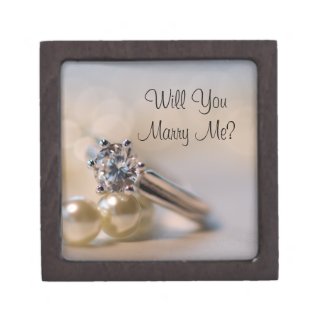 Will You Marry Me Pearls and Engagement Ring Box Premium Keepsake Box