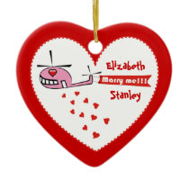 Will you marry me? Valentine's helicopter love Christmas Ornaments