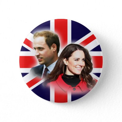 William &amp; Kate British Flag Button