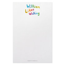 William Likes Walking fun word art for Bill Custom Stationery