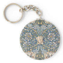 William Morris Blue Floral Key Chain