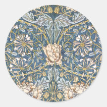 William Morris Blue Floral Round Stickers