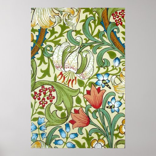 William Morris Garden Lily Wallpaper Fine Art Poster | Zazzle