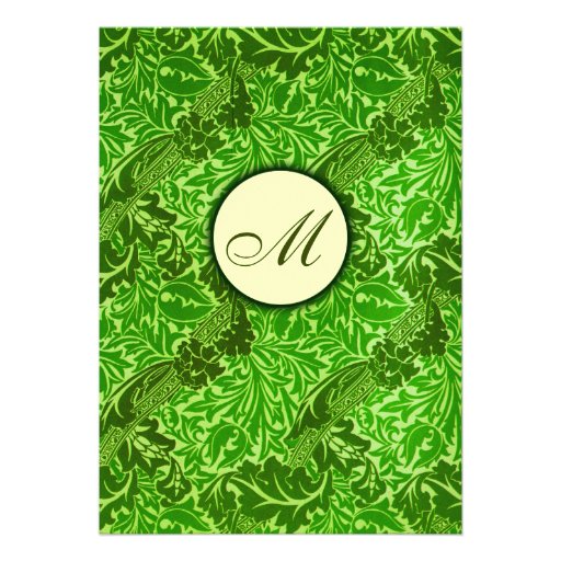 William Morris Green Leaves Wedding Invitation