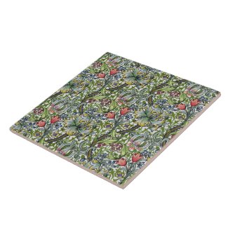 William Morris Lily Floral Chintz Pattern Art Tile