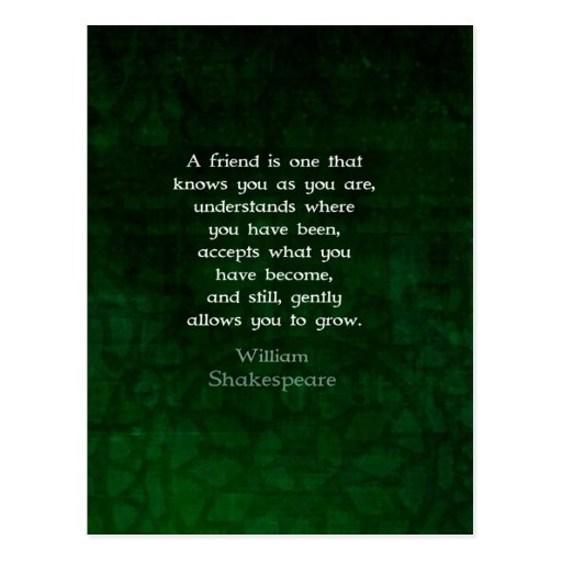 William Shakespeare Friendship Inspirational Quote Postcard | Zazzle