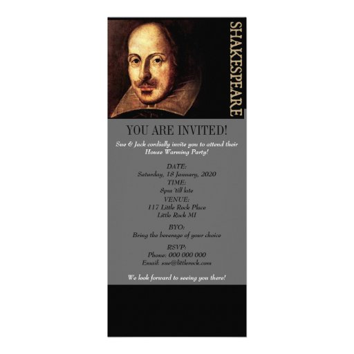 William Shakespeare Portrait Custom Invitations