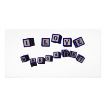 William toy blocks in blue photo greeting card