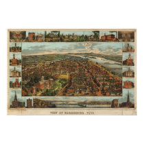Williams map of Harrisburg, PA (1855) reprint posters