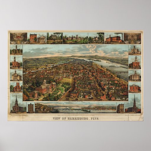 Williams map of Harrisburg, PA (1855) reprint