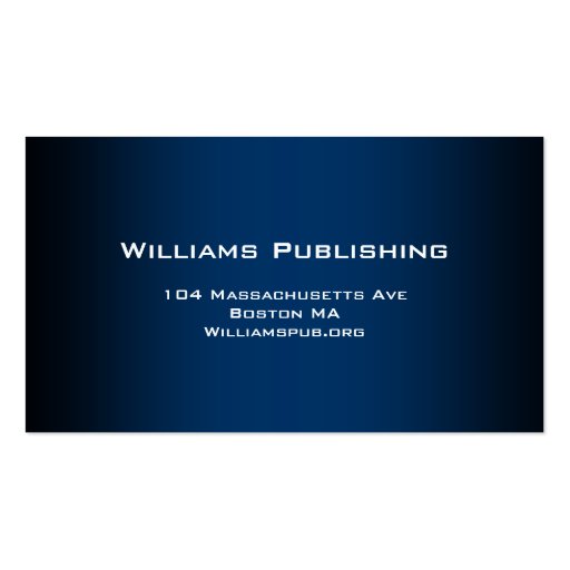 "Williams Publishing" Business Card (back side)