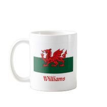 Williams Welsh Flag mugs by NameGame Williams Welsh Flag mugs