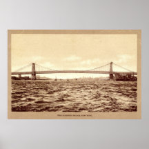 Williamsburg Bridge, New York City 1907 vintage Print