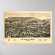 Williamstown Mass. 1889 Antique Panoramic Map Posters