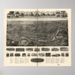 Willimantic Connecticut 1909 Antique Panoramic Map Print