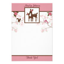 Willow Deer Baby and Mommy Thank You card 3.5"x5" Invitations
