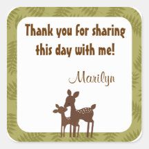 Willow Deer Baby Mommy Kiss square sticker
