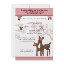 Willow Deer Baby Shower Invitation forest PINK