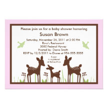 Willow Deer/Deer Pink Baby Shower Invitation