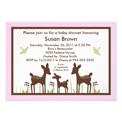 Willow Deer/Deer Pink Baby Shower Invitation