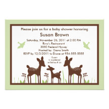 Willow Deer Green Baby Shower Invitation