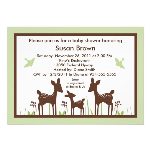 Willow Deer Green Baby Shower Invitation