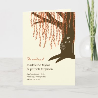 Willow Tree Fall Wedding Program Card by berryberrysweet