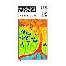 Willow with Irises postage