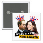 Wills & Kate for King & Queen Royal Wedding Button