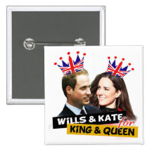 Wills & Kate for King & Queen Royal Wedding Button