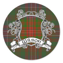 Wilson Tartan Shield Round Stickers
