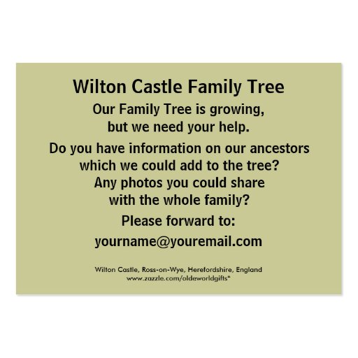 Wilton Castle, Ross-on-Wye, Herefordshire, England Business Card Template (back side)