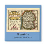 Wiltshire County Map, England Fridge Magnets