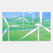 Wind power energy illustration rectangular sticker