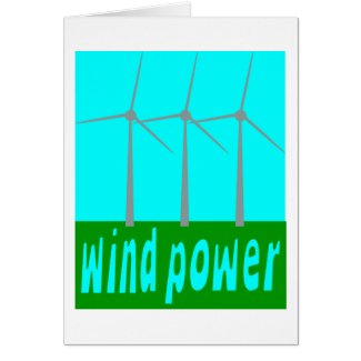 Wind Power With Turbines And Sky card