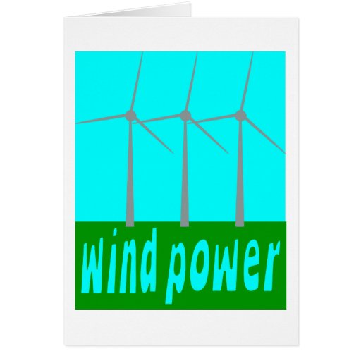 Wind Power With Turbines And Sky Greeting Card