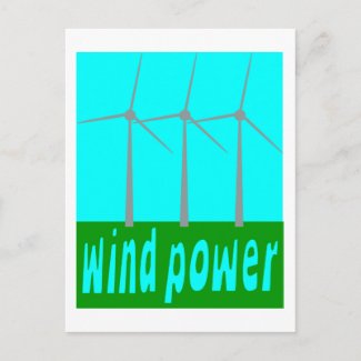 Wind Power With Turbines And Sky postcard